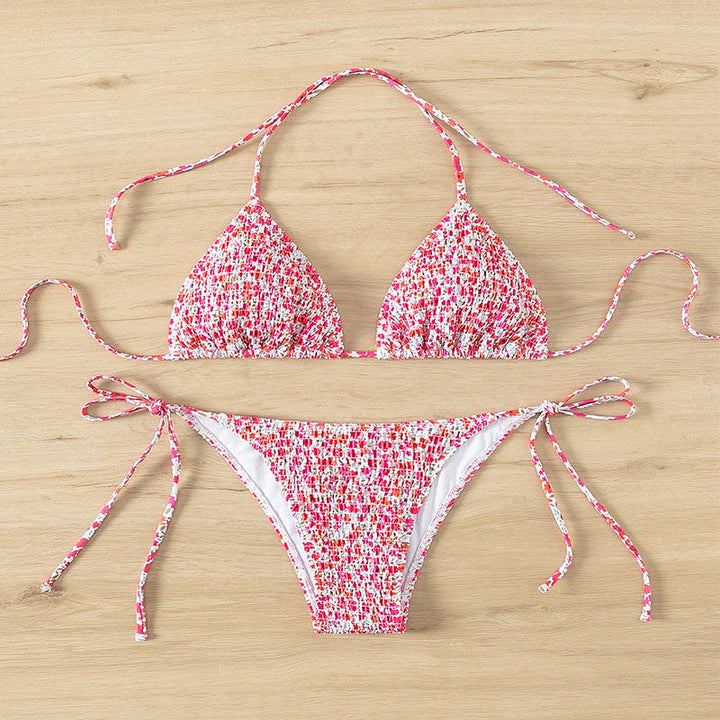 Damen Triangel-Bikini-Set mit floralem Muster und verstellbaren Trägern Drune