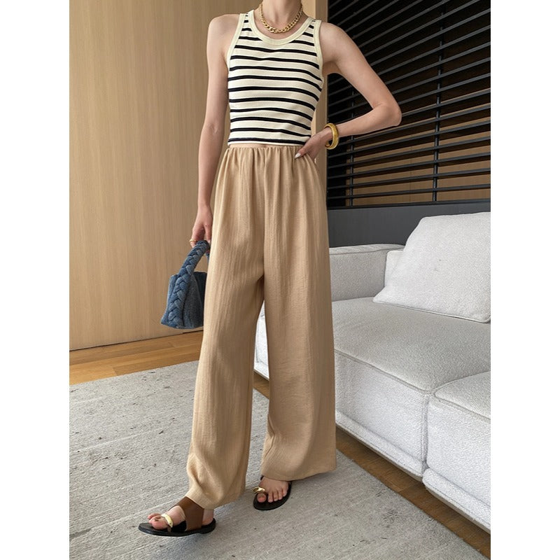 Damen lässiger Jumpsuit mit breitem Bein und feinem Stoff Drune