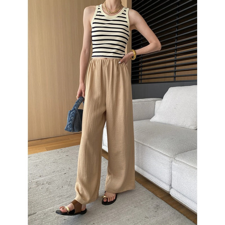 Damen lässiger Jumpsuit mit breitem Bein und feinem Stoff Drune