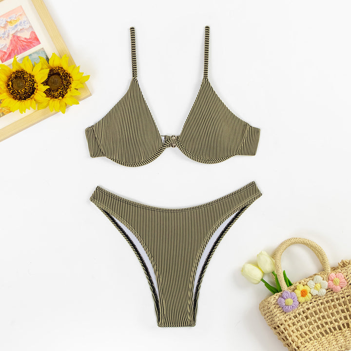 Damen Triangel-Bikini-Set mit modischem Rippendesign Drune