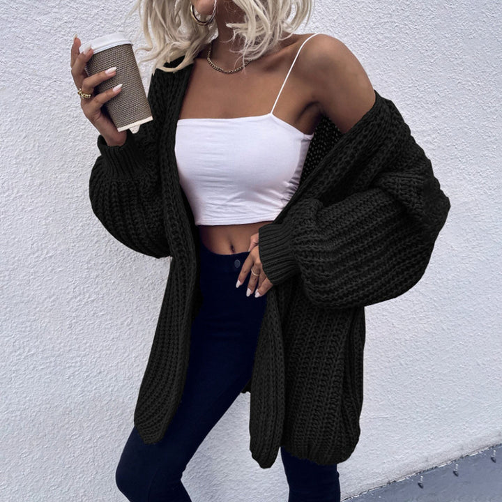Damen Grober Strickcardigan mit oversized Schnitt und lässigen Ärmeln Drune