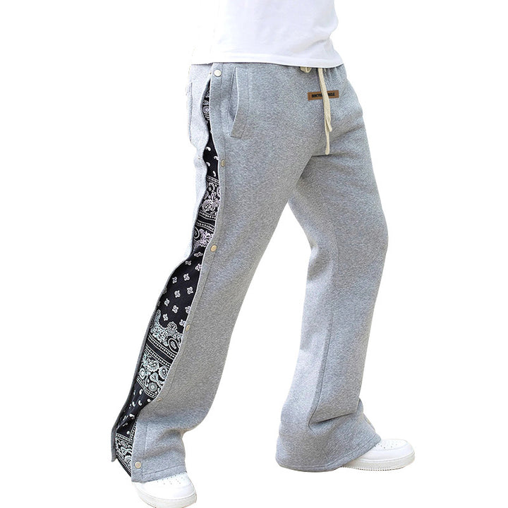 Herren lässige Freizeithose mit Seitenknopf und Bandana-Muster Drune