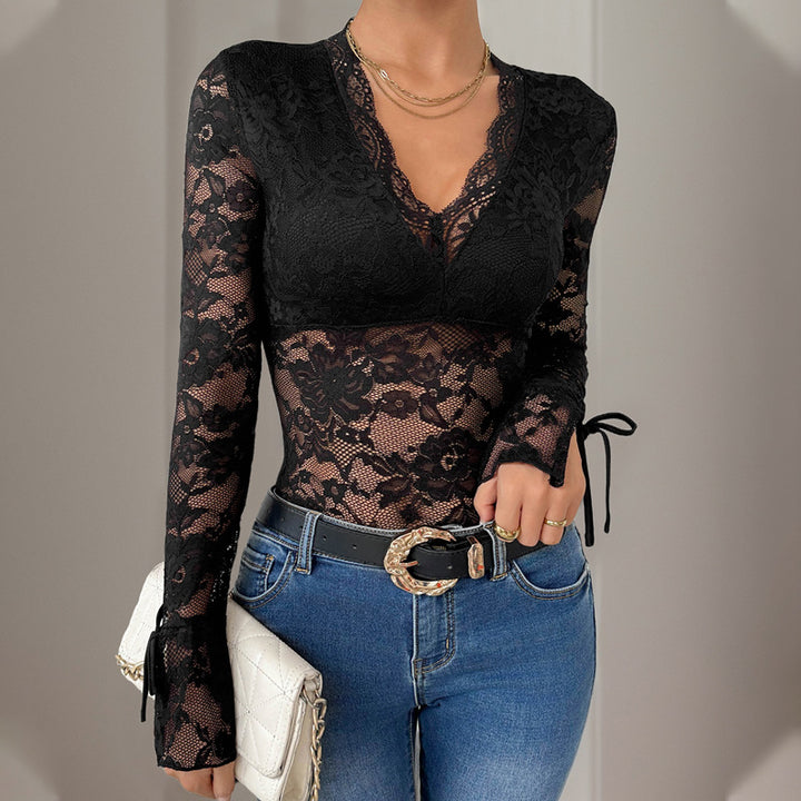 Damen Spitzenbody mit raffinierten Schnürdetails Drune