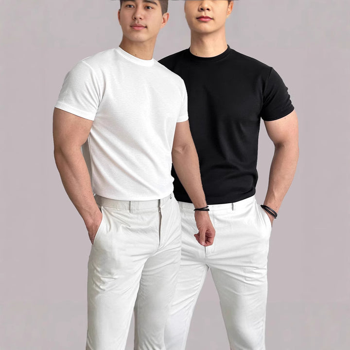 Herren körperbetontes T-Shirt aus reinem Baumwollmaterial Drune