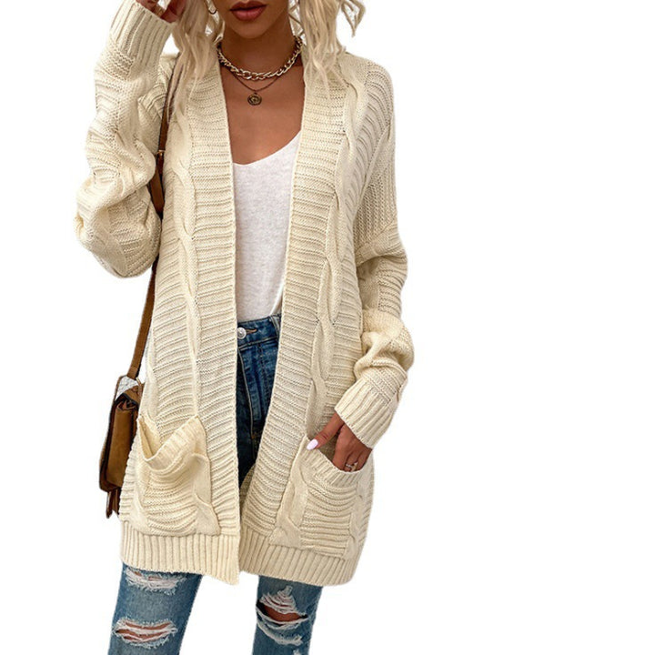 Damen Grobstrick-Cardigan mit Taschen und offenem Frontdesign Drune
