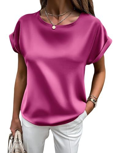 Drune | Satin-T-Shirt mit Umgeschlagenen Ärmeln für Damen