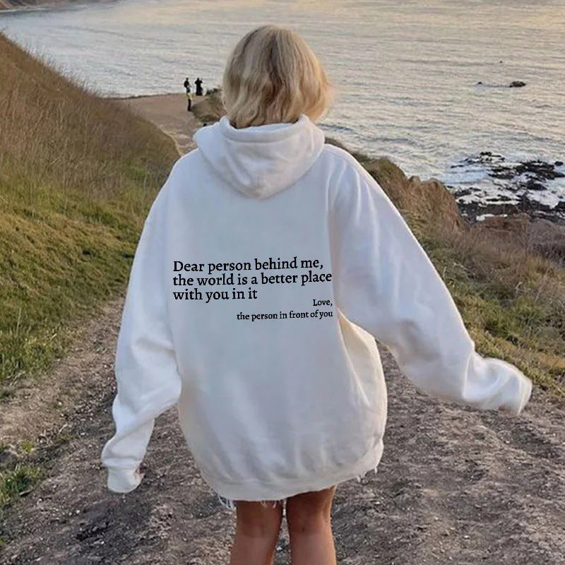 Damen Oversized Kapuzenpullover mit inspirierendem Schriftzug Drune