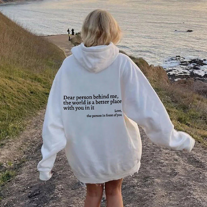 Damen Oversized Kapuzenpullover mit inspirierendem Schriftzug Drune