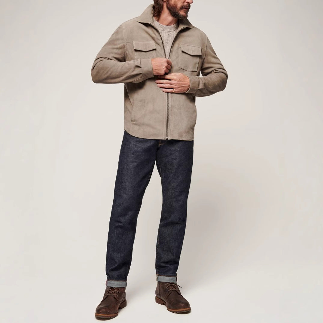 Herren Wildlederjacke mit praktischen Pattentaschen und elegantem Schnitt Drune