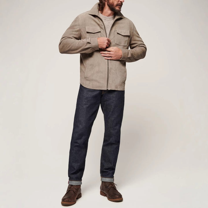 Herren Wildlederjacke mit praktischen Pattentaschen und elegantem Schnitt Drune