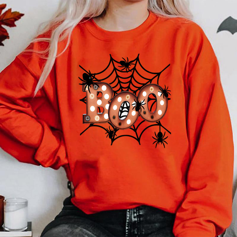 Damen Sweatshirt mit kreativem Halloween-Spinnennetzdesign Drune