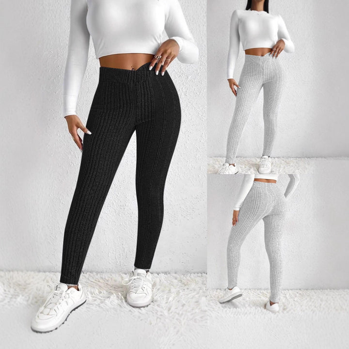 Damen figurbetonte Leggings mit stylish Streifenmuster Drune