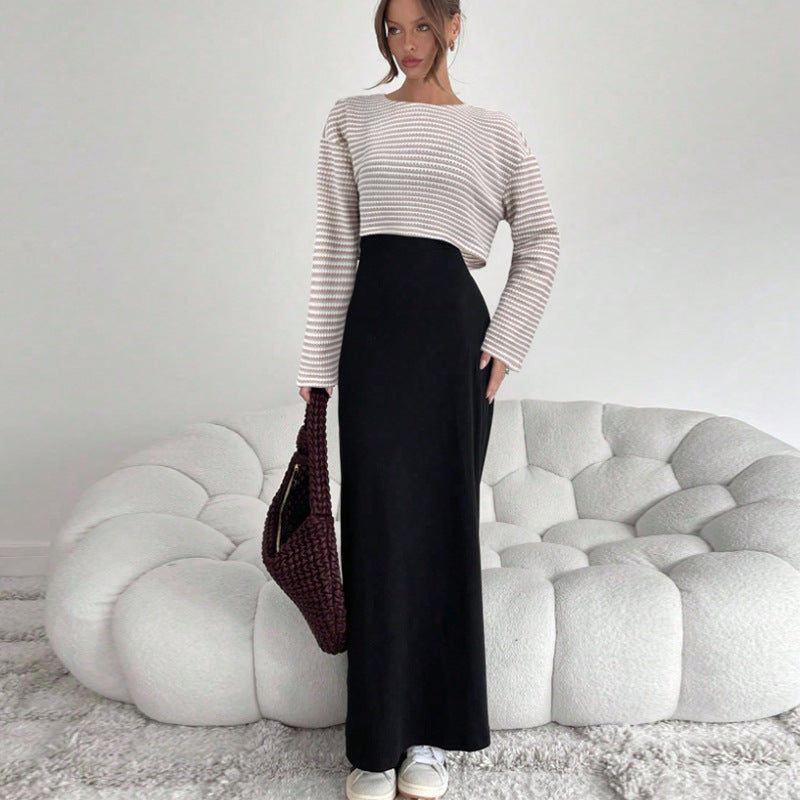 Damen Eleganter Maxirock mit elastischem Bund Drune