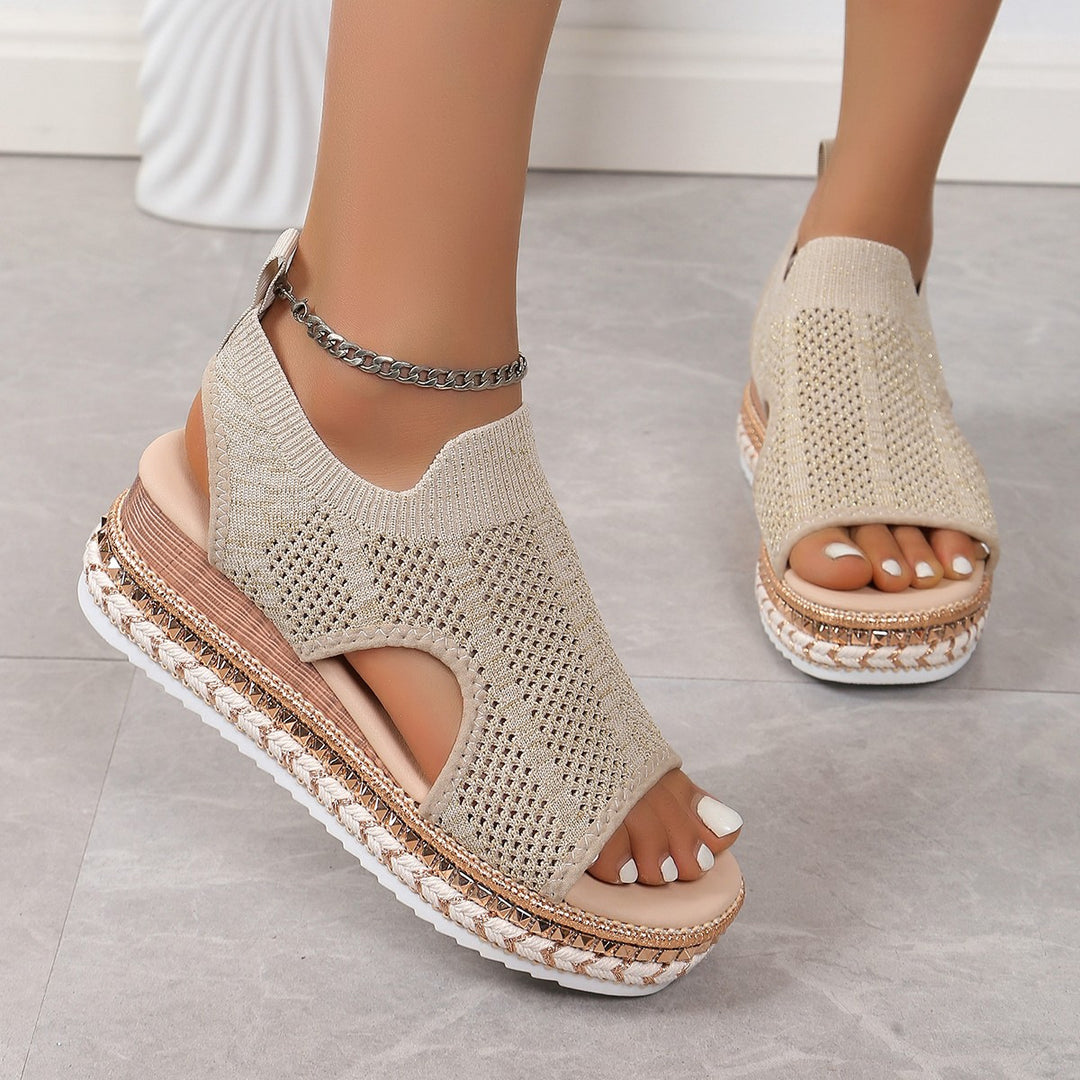 Damen Smart Casual Plateau Sandalen mit atmungsaktivem Obermaterial und rutschfester Sohle Drune