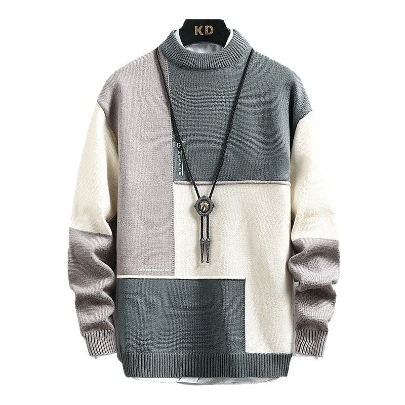 Herren hochwertiger Rollkragenpullover mit modernem geometrischem Design Drune