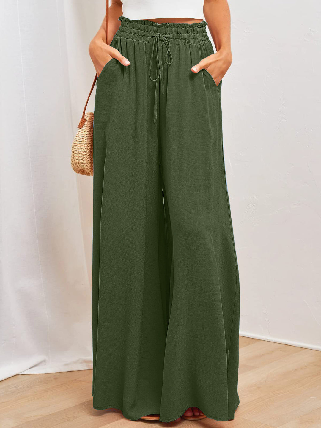 Damen Weite Palazzo-Hose mit elastischem Bund und praktischen Taschen Drune