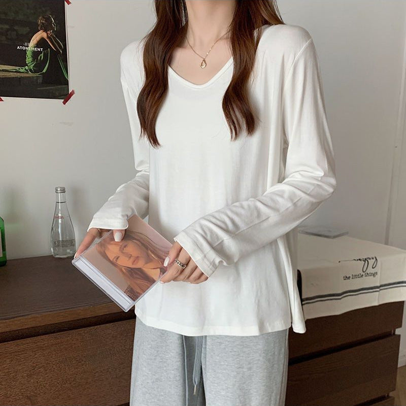 Damen Langarmshirt mit V-Ausschnitt und komfortablem Schnitt Drune