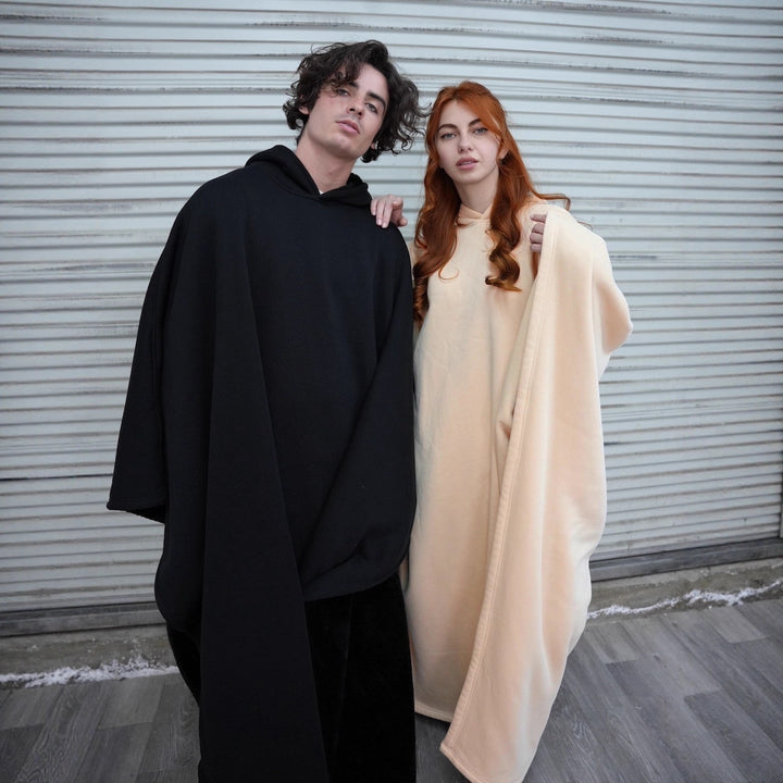 Unisex nan Kapuzen-Poncho Kuscheldecke mit weichem Futter und großzügigem Oversize-Schnitt Drune