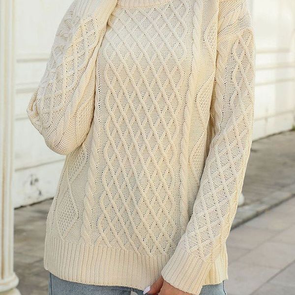 Damen Strickpullover mit auffälligem Rautenmuster Drune
