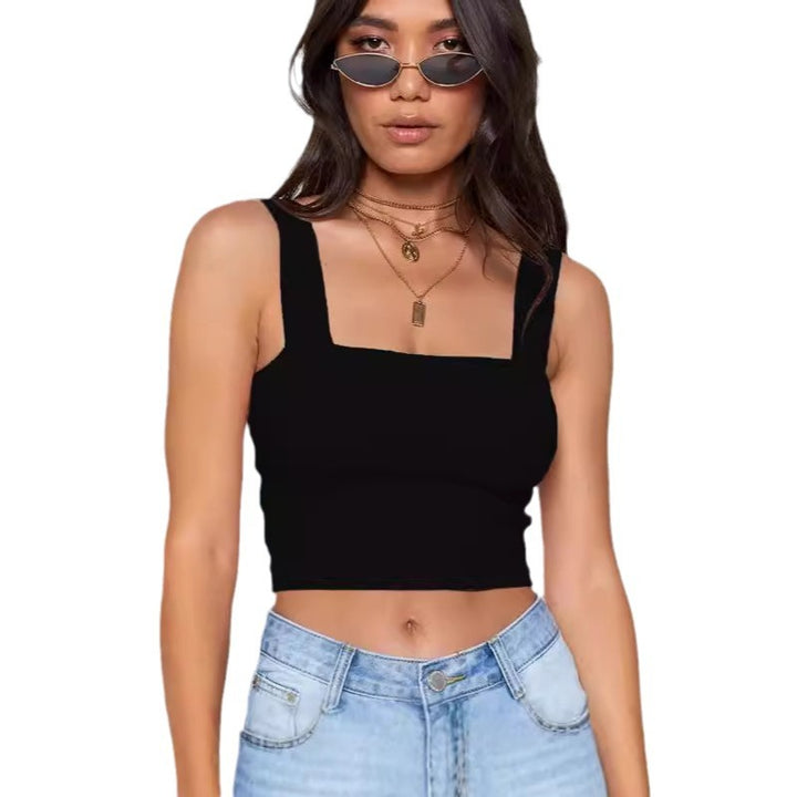 Damen Figurbetontes Crop-Top mit breiten Trägern Drune