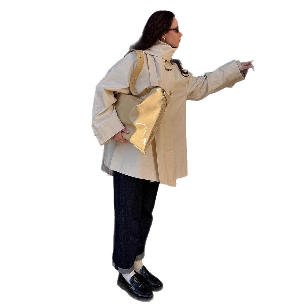 Damen oversized Cabanjacke mit praktischen Knöpfen und modernem Stehkragen Drune