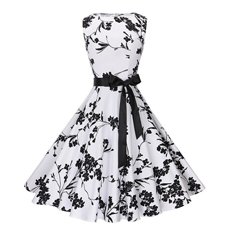 Damen Vintage Swingkleid mit floralem Muster und taillierter Silhouette Drune
