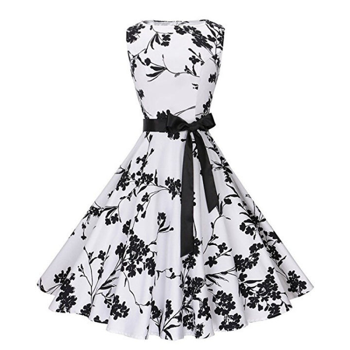 Damen Vintage Swingkleid mit floralem Muster und taillierter Silhouette Drune