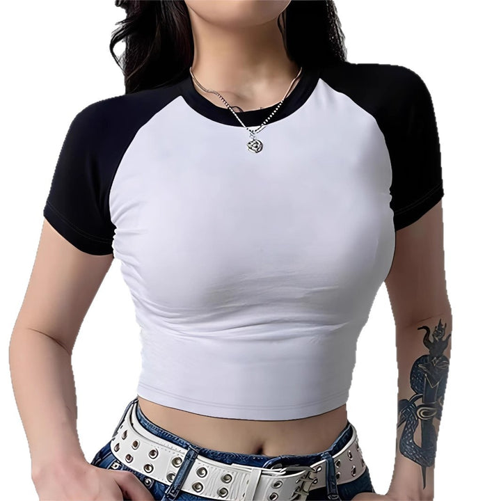Damen Crop-T-Shirt mit modernem Raglan-Schnitt und figurbetontem Design Drune