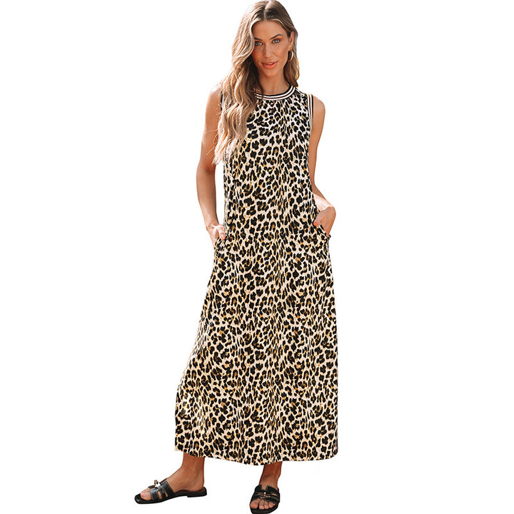 Damen Maxikleid mit modernem Leo-Print und praktischen Taschen Drune