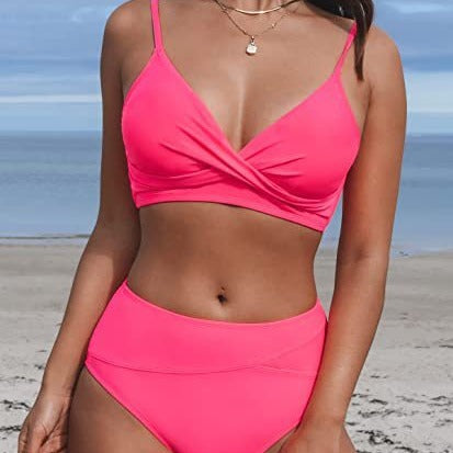 Damen Bikiniset mit hohem Bund und Wickel-Oberteil Drune