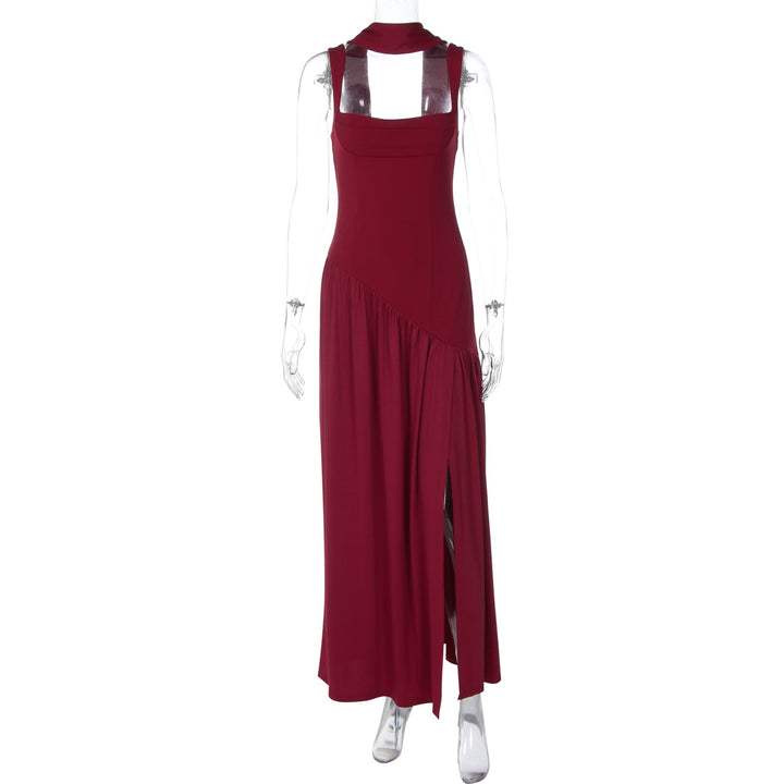 Damen Elegantes Abendkleid mit asymmetrischem Schnitt und tiefem Schlitz Drune