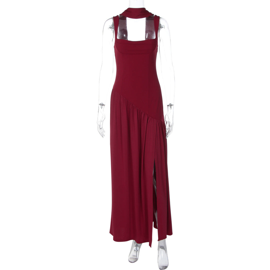Damen Elegantes Abendkleid mit asymmetrischem Schnitt und tiefem Schlitz Drune
