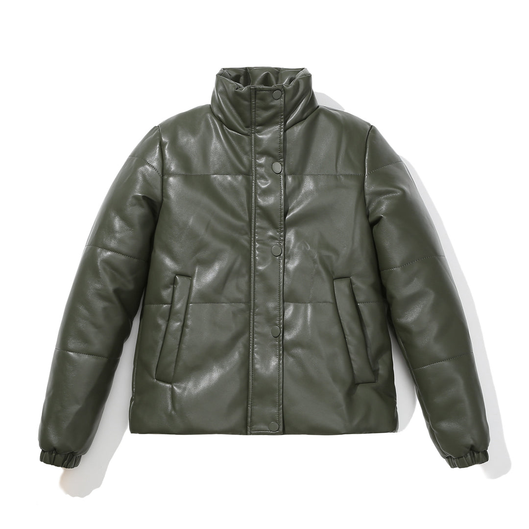 Damenkuschelige Kunstlederjacke mit raffiniertem Steppdesign Drune