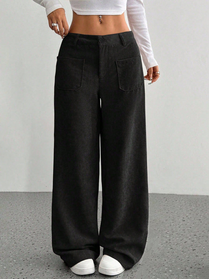 Damen weit geschnittene Cordhose mit praktischen Taschen Drune