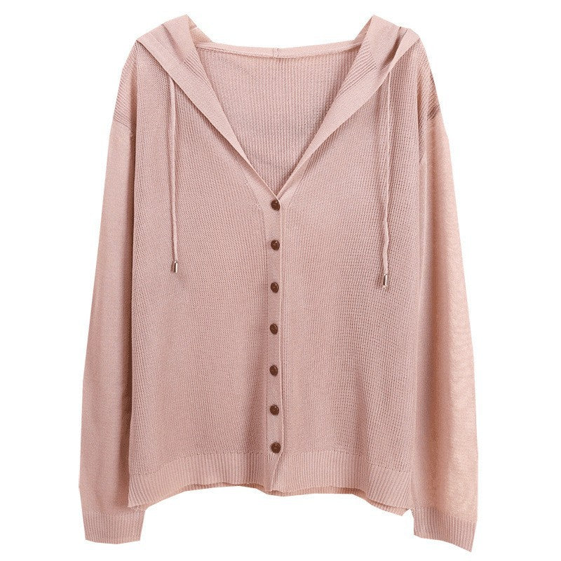 Damen Strickjacke mit Kapuze und eleganten Holzknöpfen Drune