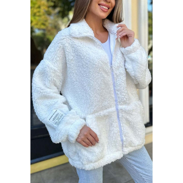 Damen Flauschige Fleecejacke mit hohem Kragen und praktischen Taschen Drune