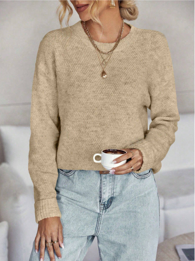 Damen Kuscheliger Strickpullover mit hohem Rundhalsausschnitt und feiner Struktur Drune