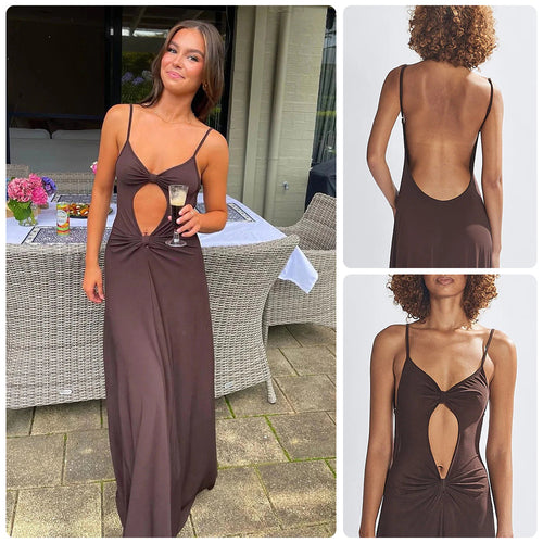Damen Lange Maxikleid mit aufregendem Cut-Out-Design und weichem Stoff Drune
