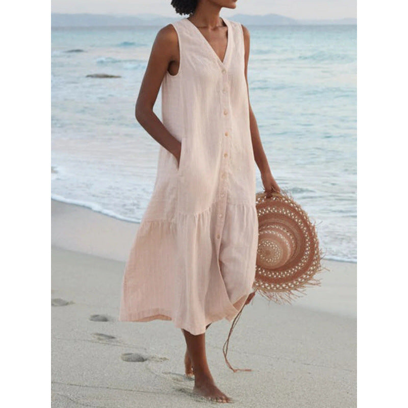 Damen Sommerliches Leinenkleid Drune
