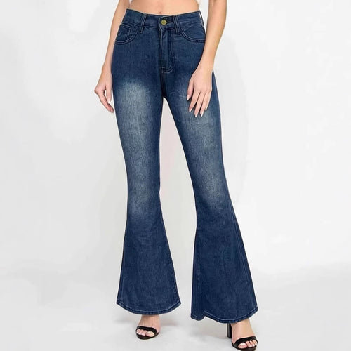 Damen Flared Jeans mit hohem Bund und einzigartigem Strukturdesign Drune