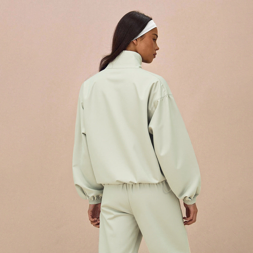 Damen sportliche Funktionsjacke mit elastischen Ärmelbündchen und weiten Hosen Drune