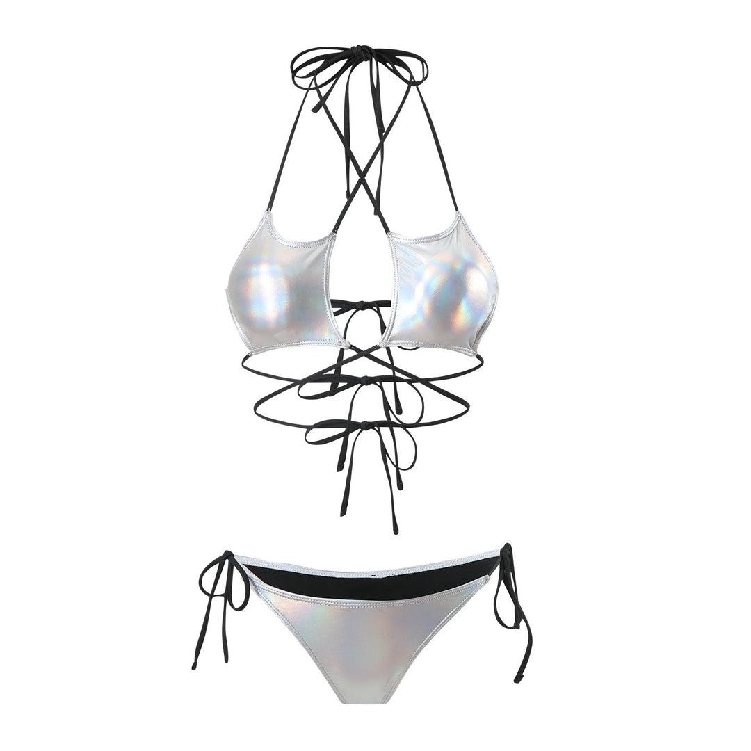 Damen Hochgeschnittener Bikini mit elegantem Schnür-Design Drune