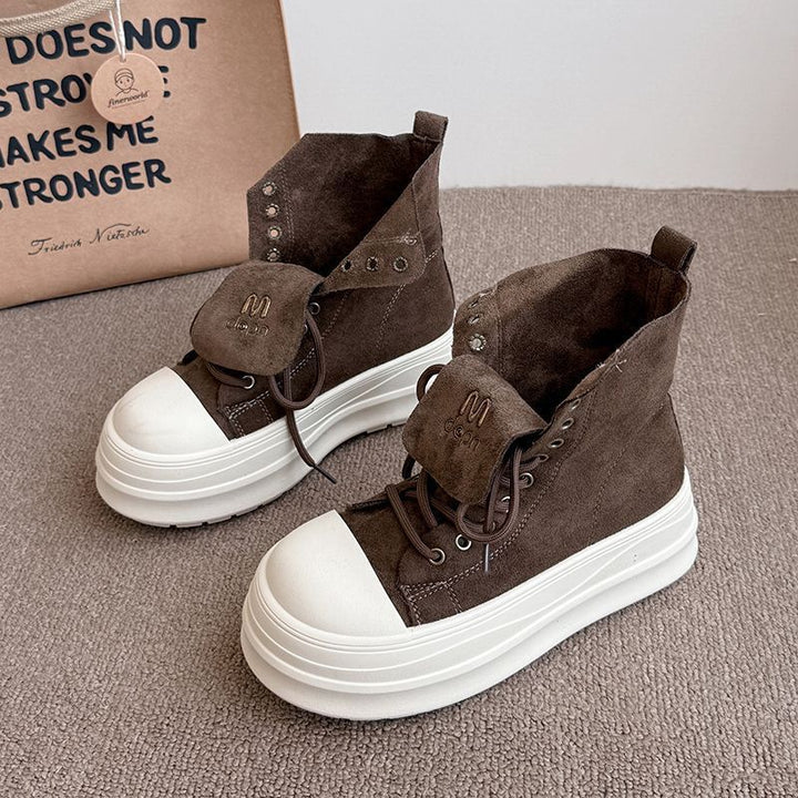 Damen Hochformat Sneakers mit modischem Veloursleder und robustem Plateau Drune