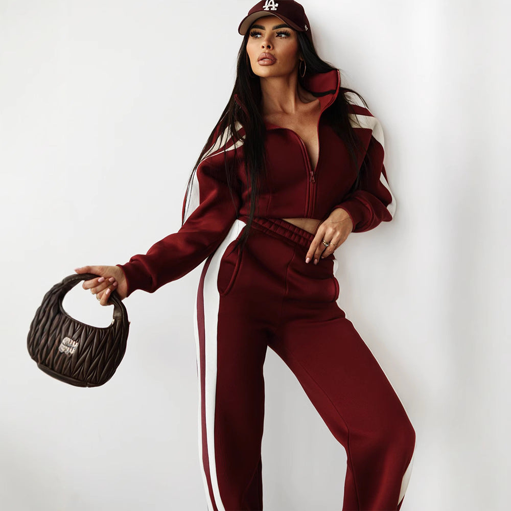 Damen lässiger Pullover- und weite Hose-Set Drune