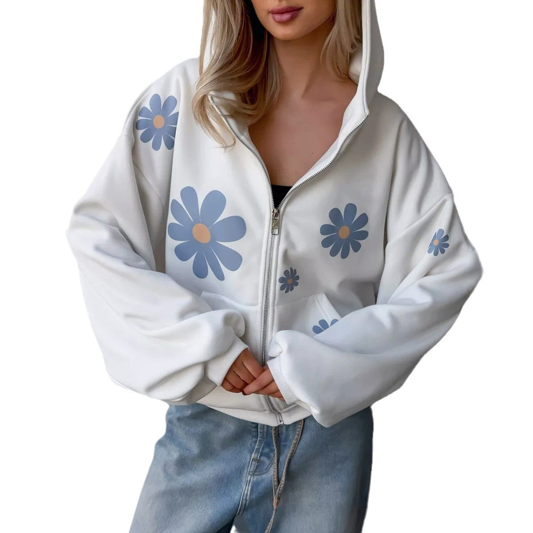 Damen Kapuzenjacke mit floralen Motiven und lässigem Schnitt Drune