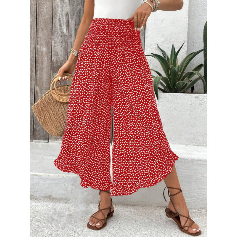 Damen Freizeithose mit weitem Bein und modernem Polka-Dot-Muster Drune