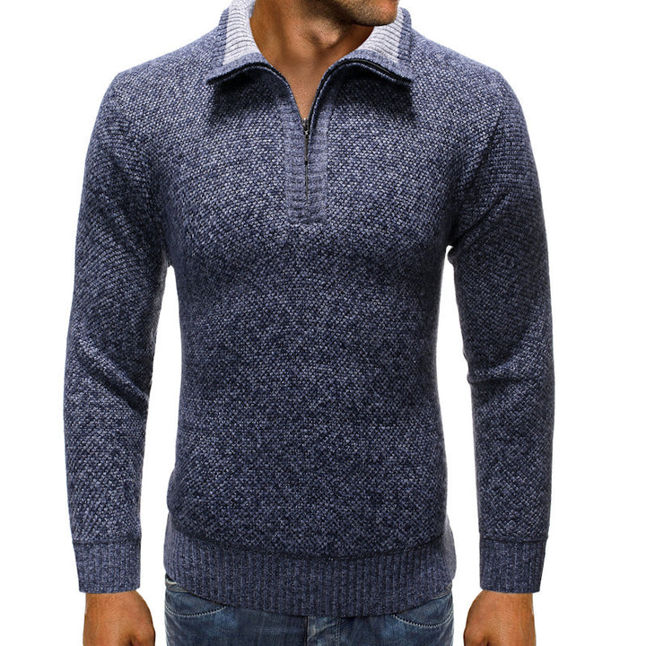 Herren luxuriöser Strickpullover mit modernem Stehkragen und Reißverschluss Drune