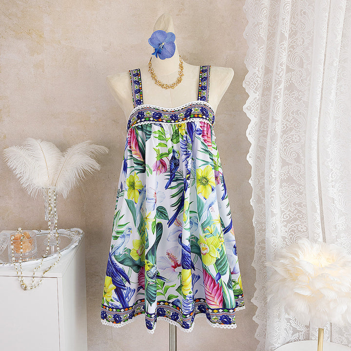Damen luftiges Sommerkleid mit floralem Muster Drune
