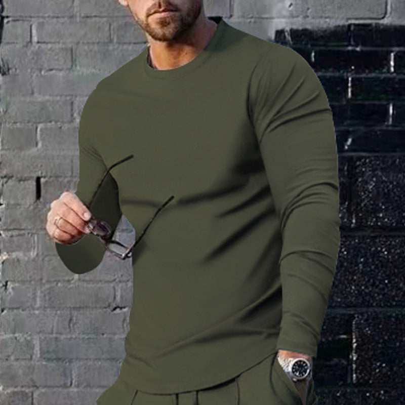Herren hochwertiges Langarmshirt mit stylishem Rundhalsund und weicher Baumwollmischung Drune