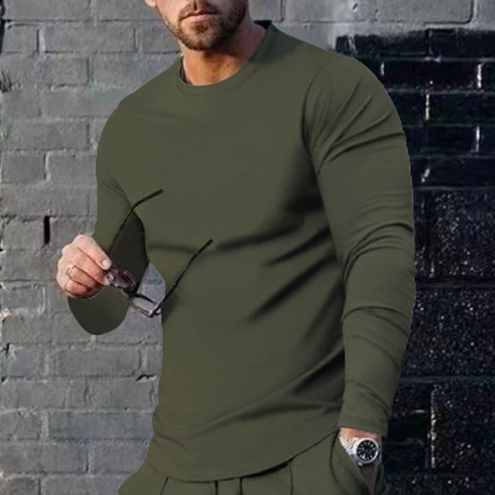 Herren hochwertiges Langarmshirt mit stylishem Rundhalsund und weicher Baumwollmischung Drune